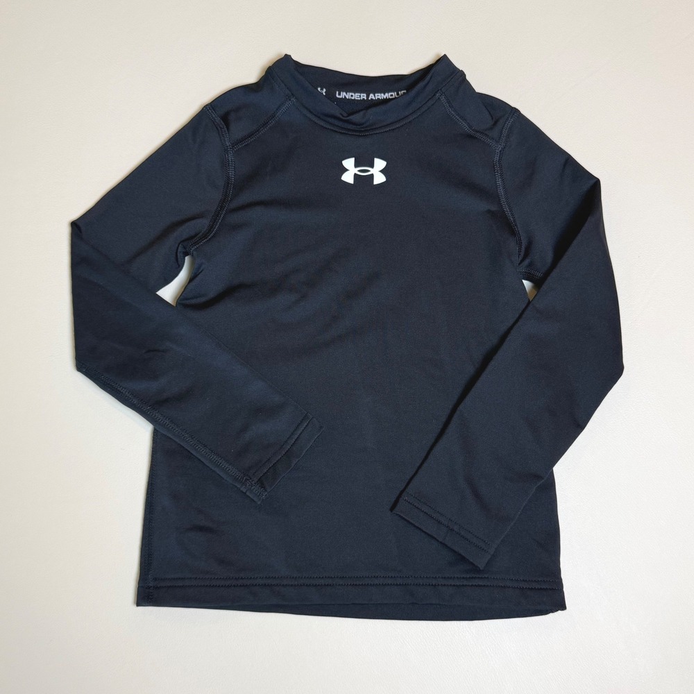 Under Armour Boys ColdGear Mock Neck Long Sleeve Black Shirt YXS 1366763